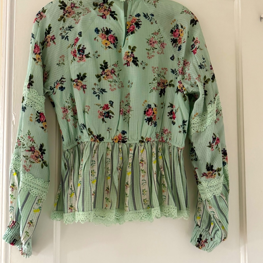 Anthropologie Hemant & Nandita Amour Floral Print  Blouse - Picture 5 of 10